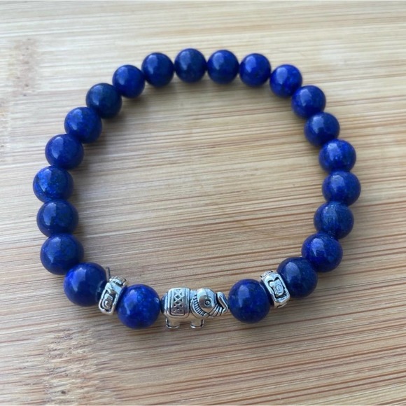 Hand Crafted Jewelry - Lapis Lazuli Beaded Elephant